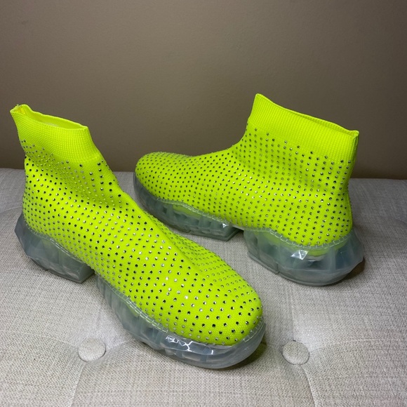 LEMONADE Shoes Lemonade Shine Neon Lime Sneaker With Rhinestone